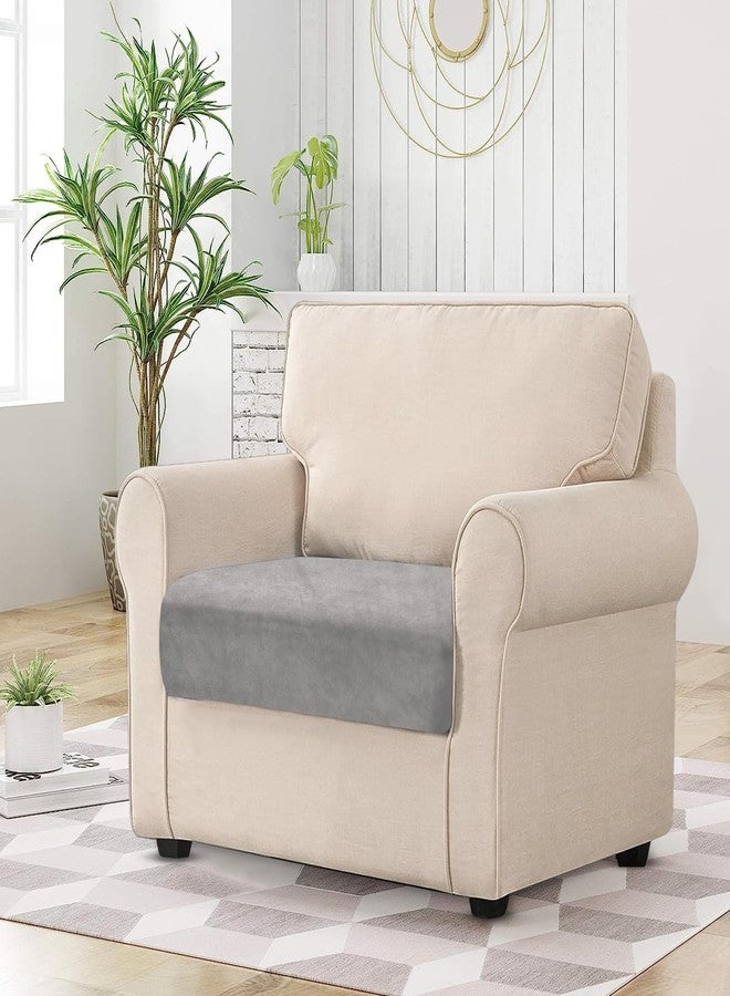 BT.WA Couch Cushion Cover Velvet 1 Piece Seat Cushion Cover Stretch Armchair Cover Separate Sectional Sofa Slipcovers Furniture Protector (1-Seater or Sofa Backrest, Light Grey) - Image 2